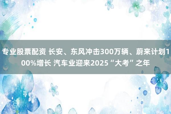 专业股票配资 长安、东风冲击300万辆、蔚来计划100%增长 汽车业迎来2025“大考”之年