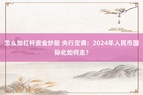 怎么加杠杆资金炒股 央行定调：2024年人民币国际化如何走？