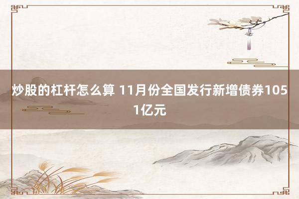 炒股的杠杆怎么算 11月份全国发行新增债券1051亿元