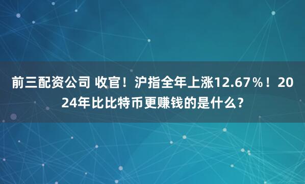 前三配资公司 收官！沪指全年上涨12.67％！2024年比比特币更赚钱的是什么？
