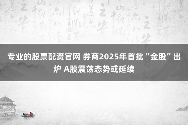 专业的股票配资官网 券商2025年首批“金股”出炉 A股震荡态势或延续