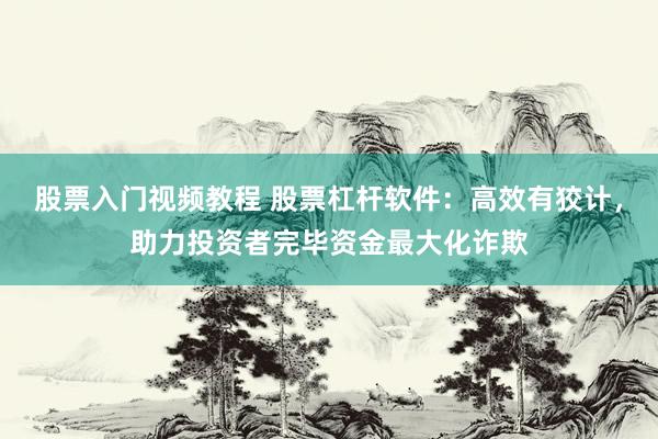 股票入门视频教程 股票杠杆软件：高效有狡计，助力投资者完毕资金最大化诈欺