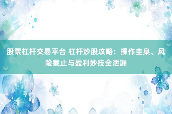 股票杠杆交易平台 杠杆炒股攻略：操作圭臬、风险截止与盈利妙技全泄漏