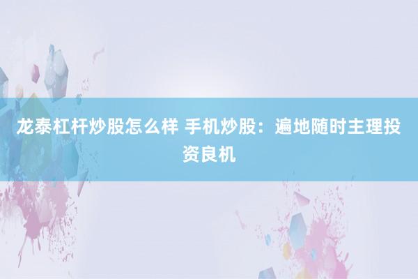 龙泰杠杆炒股怎么样 手机炒股：遍地随时主理投资良机
