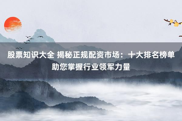 股票知识大全 揭秘正规配资市场：十大排名榜单助您掌握行业领军力量