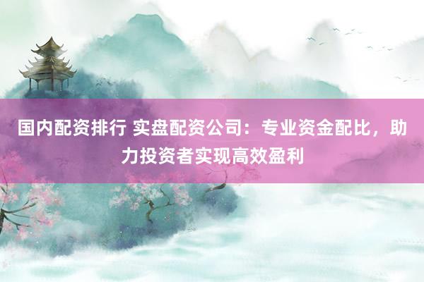 国内配资排行 实盘配资公司：专业资金配比，助力投资者实现高效盈利