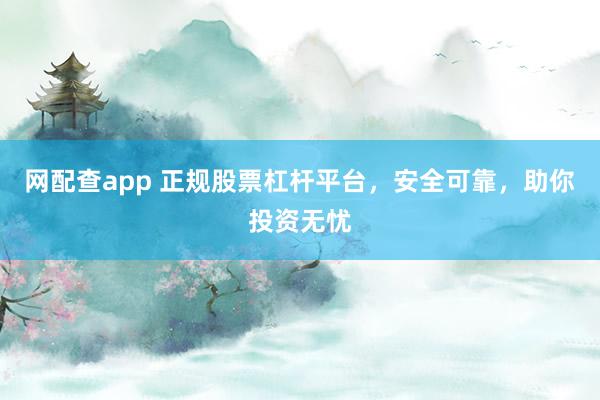 网配查app 正规股票杠杆平台，安全可靠，助你投资无忧